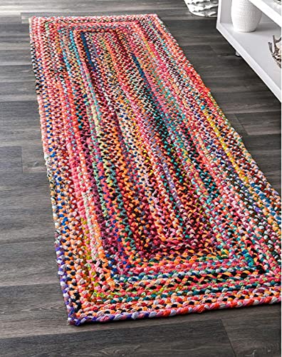 Image of Jute 2x6 feet Handwoven Natural Fibers, Braided Reversible Rectangular Rug, Carpet for Bedroom Living, Dining Room (2x6 feet, Multi)