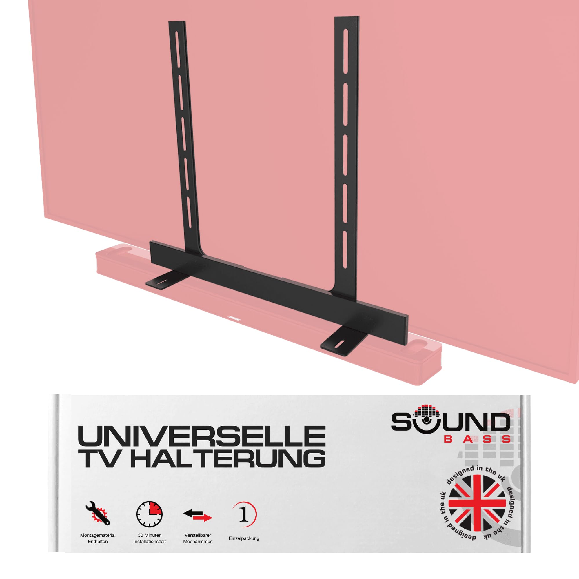 Sound Bass Unter-TV-Halterung für Bose Soundbars, unsichtbar, Schwarz