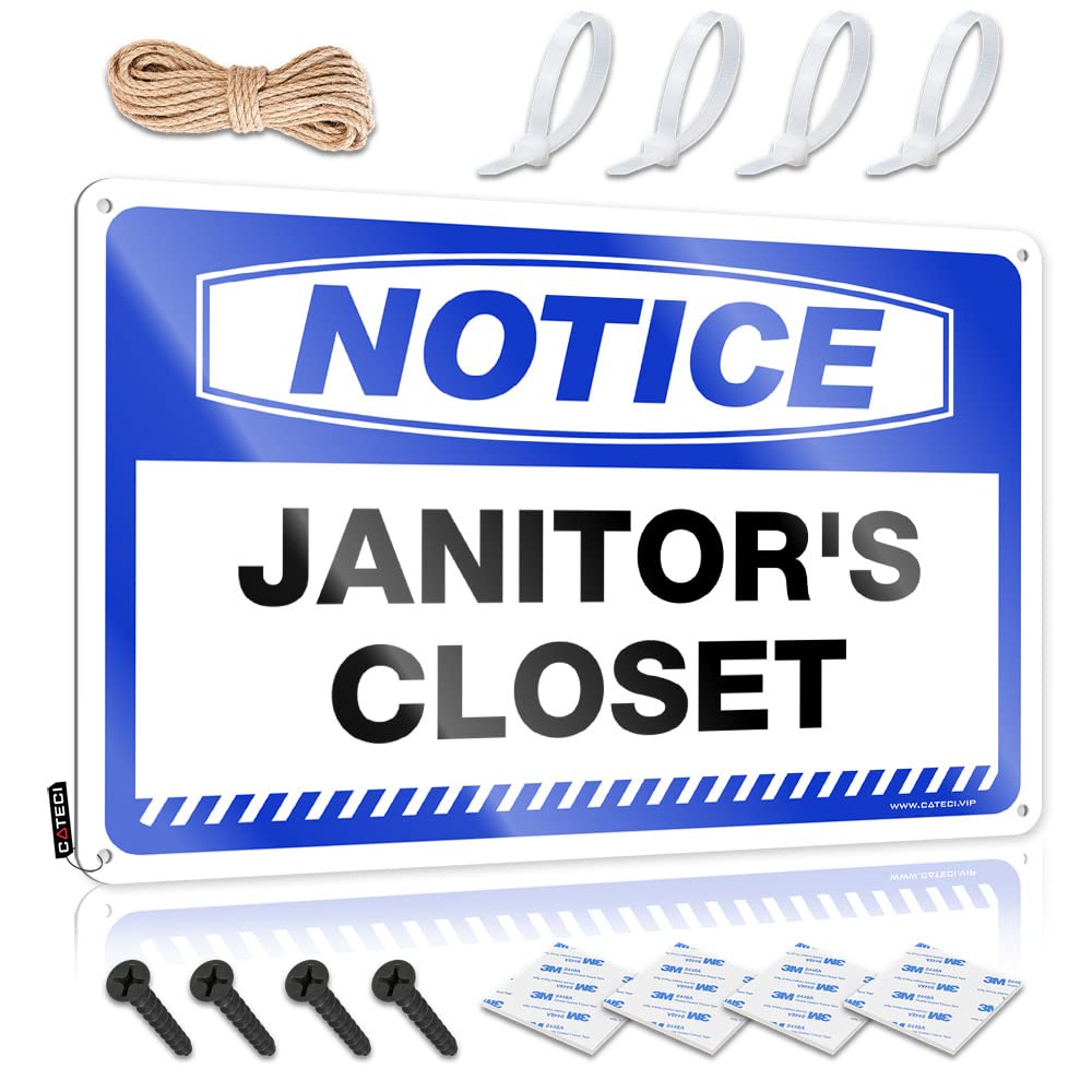 Funny Sign Decor Notice Janitor'S Closet Tin Sign Home Tin Sign Funny Garage Tin Sign