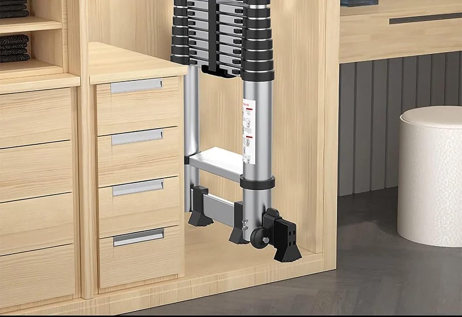 Telescoping Extension Ladder,Telescoping Ladder 2.6m/3.4m/3.8m/4.6m/5m/5.4m/5.8m/6.2m/7m Extension Ladder with Removable Hooks and Stabilizer,Loft Aluminium Heavy Duty Telescoping The vast o