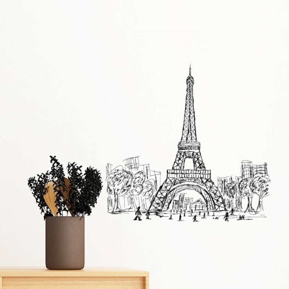Sticker Tour Eiffel Paris amovible pour décorer sans abîmer les murs