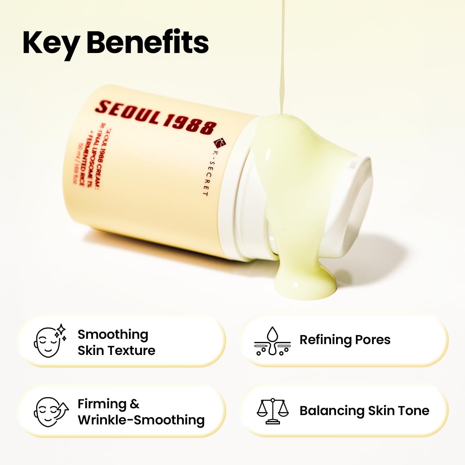 KSECRET SEOUL 1988 Crema – Crème visage anti-âge avec 1 % de liposome rétinien et riz fermenté – 50 ml