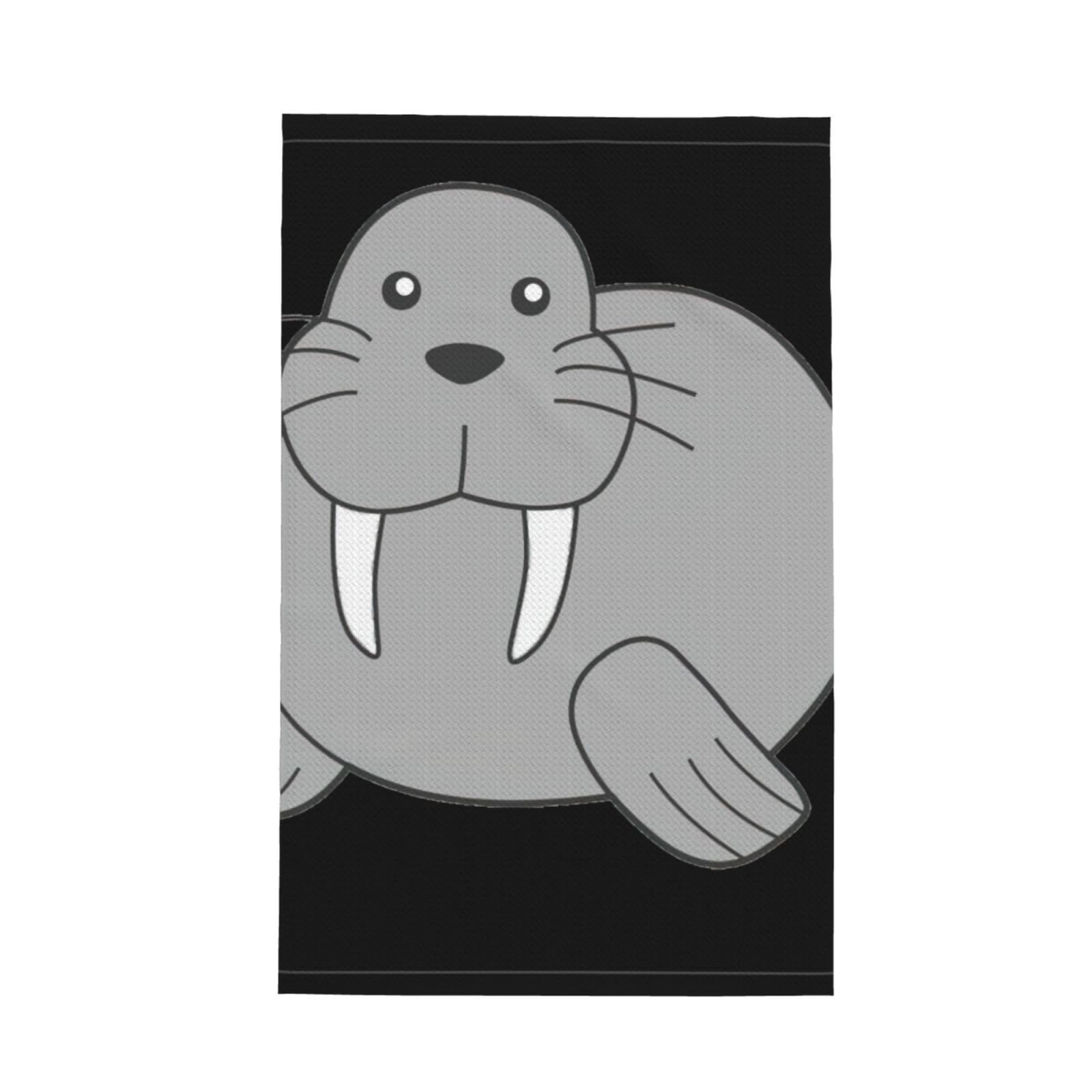 Uusnwaa Walrus Printed Waffle Microfiber Kitchen Towels