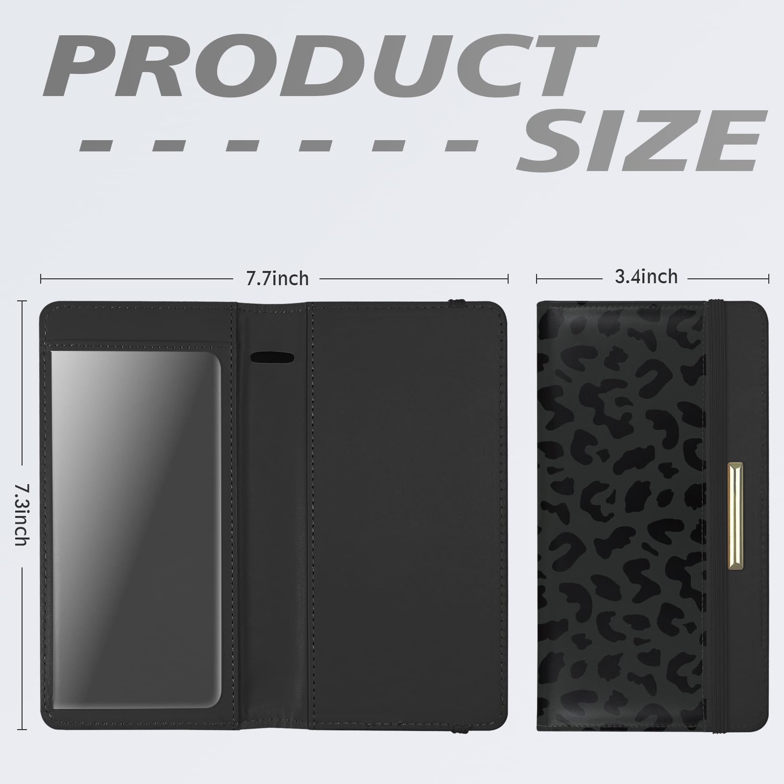 Kakurookie Letter Checkbook Cover, RFID Blocking Checkbook, Stylish, Lightweight, Slim Durable, Multi-Functional Checkbook Holder for Personal and Business Checks (Leopard-Black)