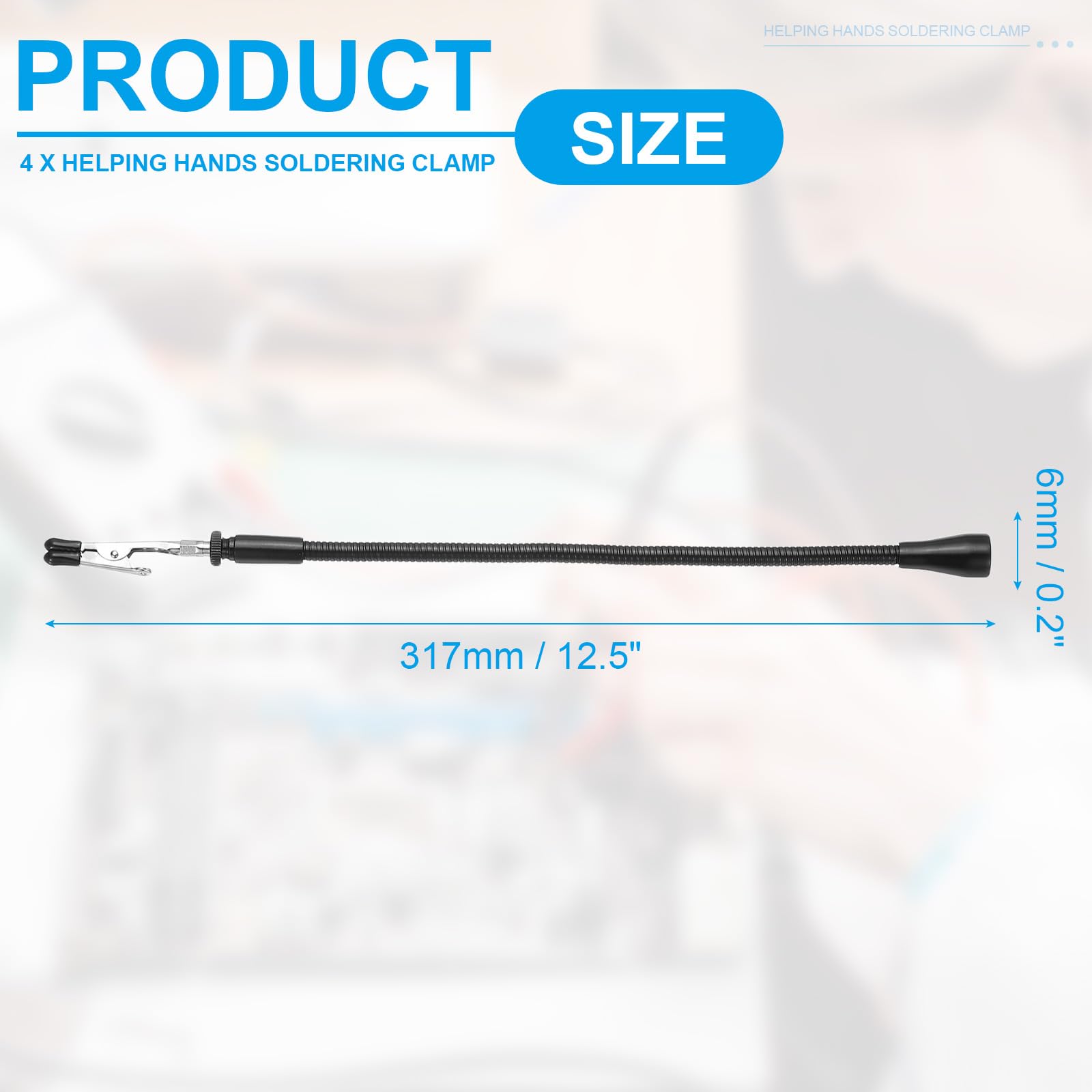 PATIKIL 4Pack Helping Hands Soldering Clamp, 12.5inch Magnetic Gooseneck Metal Arms with Alligator Clips for Electronics Repair Painting Jewelry DIY, Silver/Black