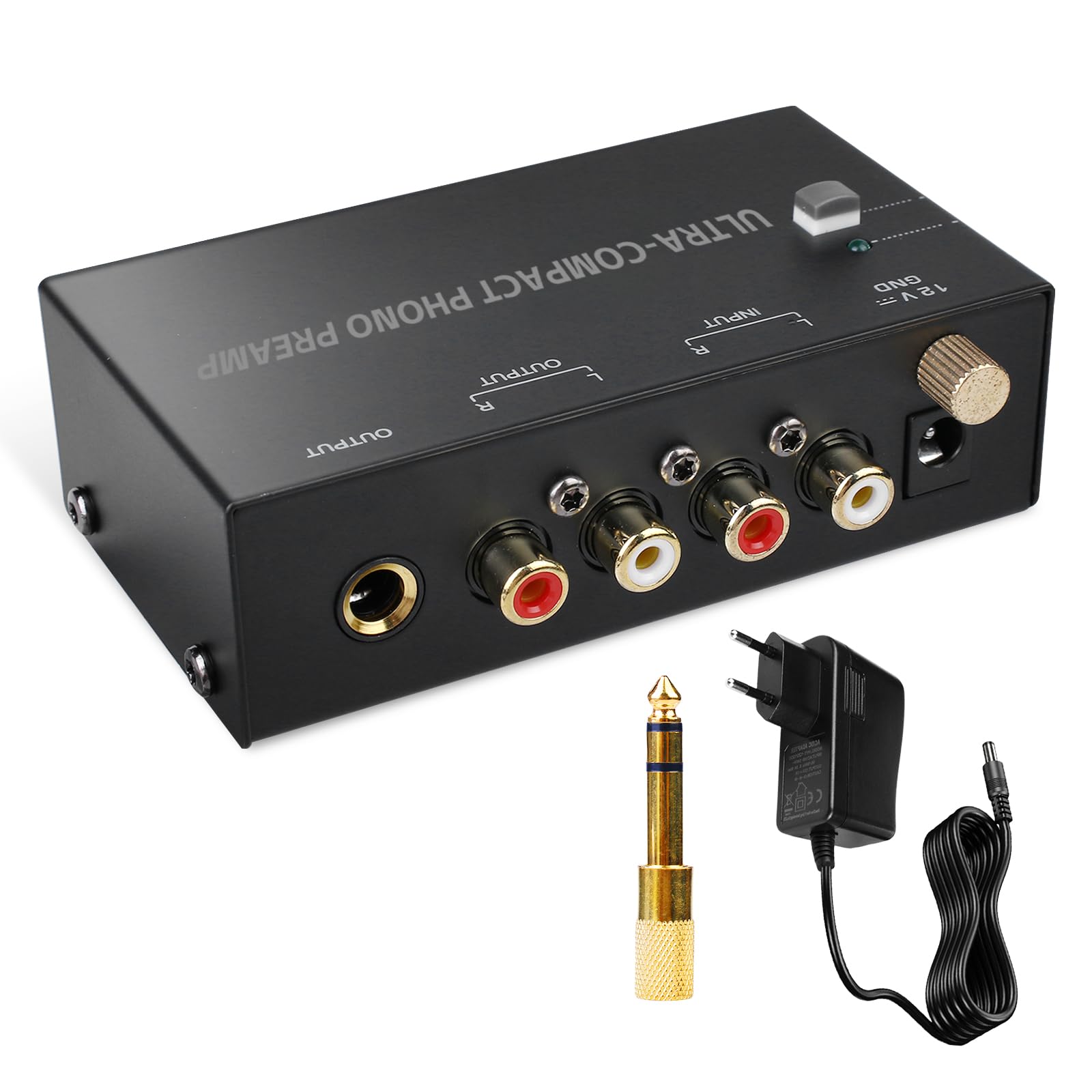 Phono Preamplificatore per Giradischi, Preamp con Adattatore DC 12V