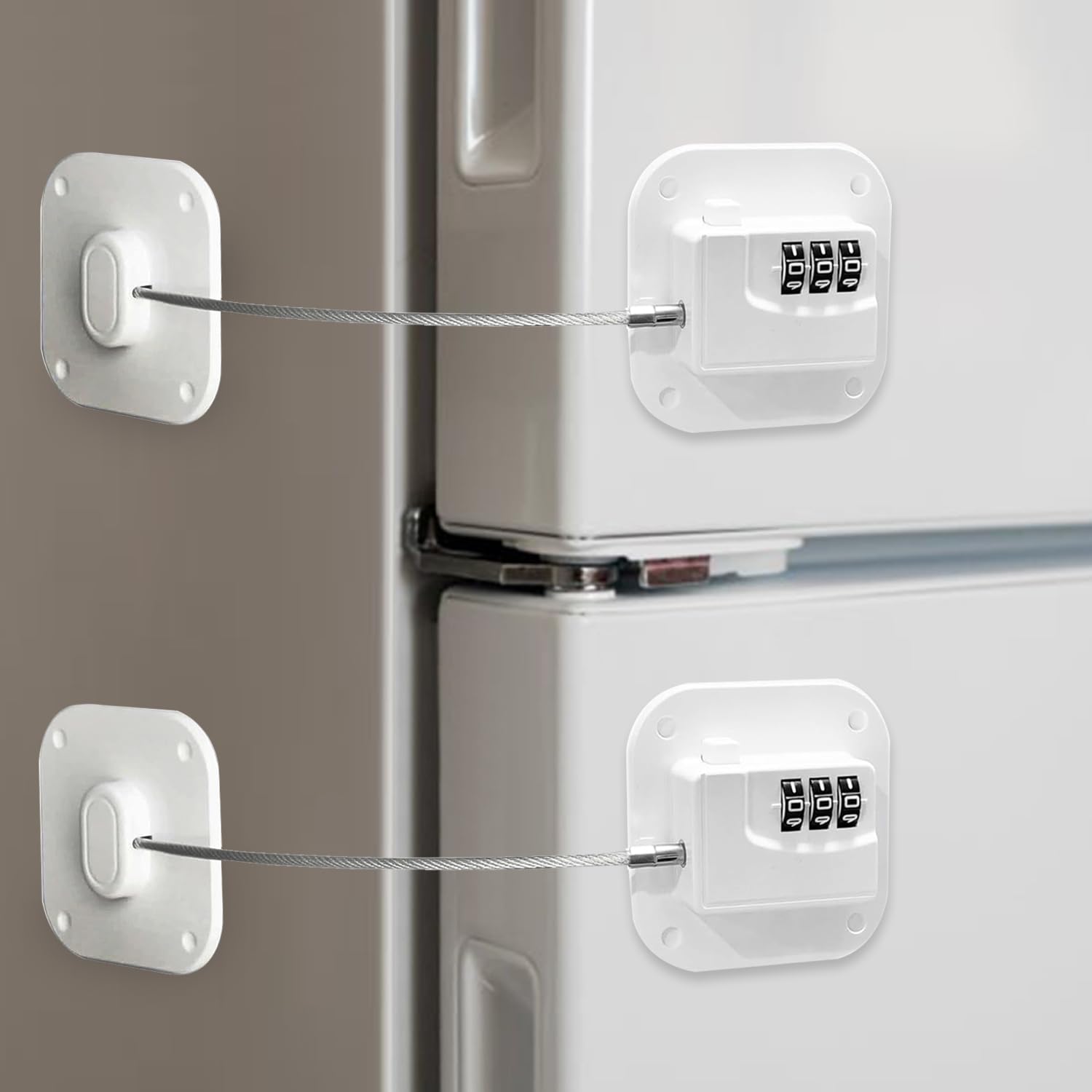 Cerradura de nevera para frigorífico, cerradura para congelador, cerradura infantil para armarios y cajones, fácil de instalar, sin llaves, cerradura de combinación multifuncional para niños (2,