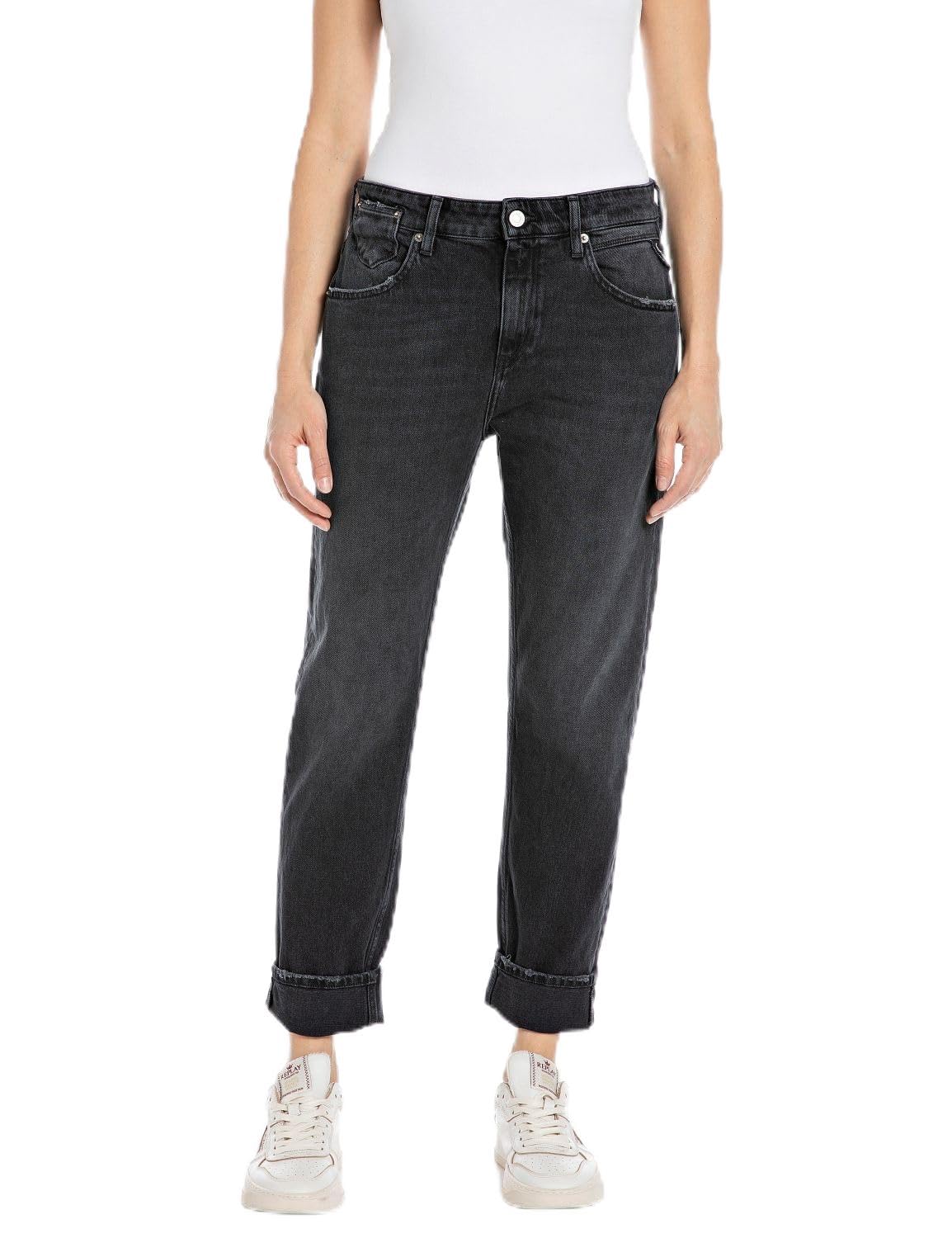Replay women's jeans made of comfort denim, gray (Dark Gray 097), 27W / 30L