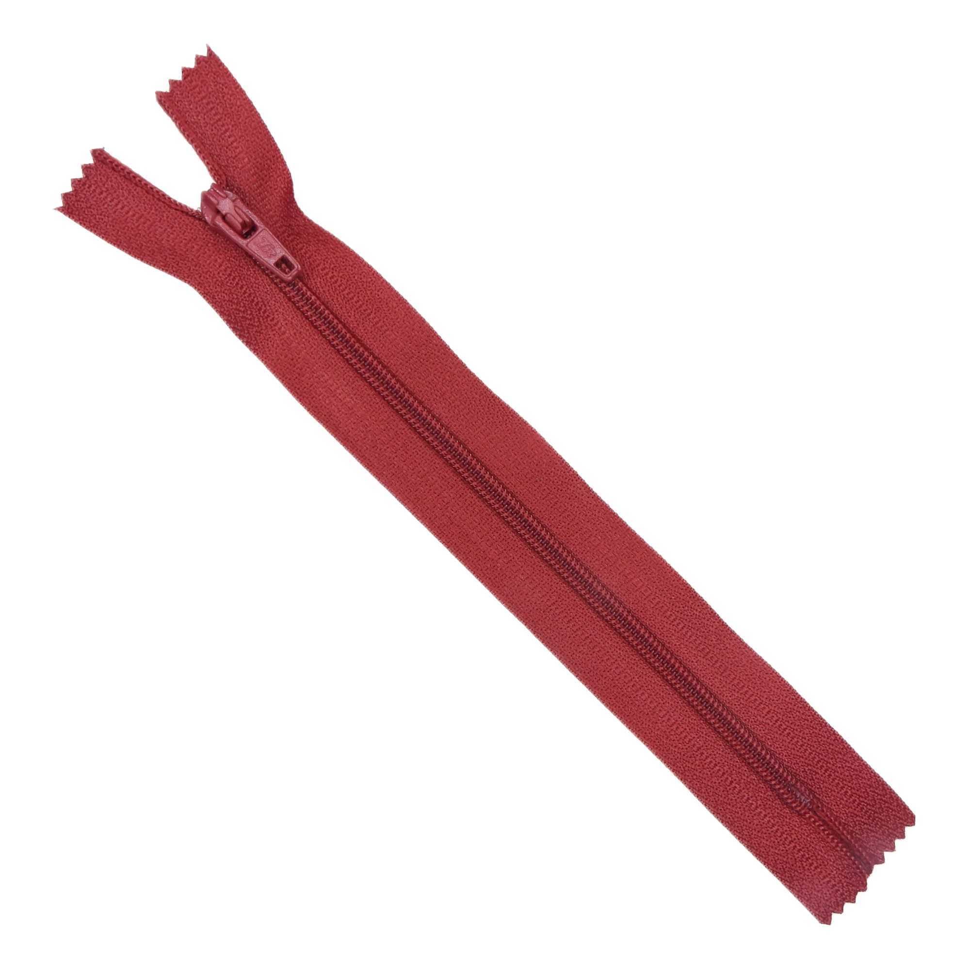 30cm 12 Inch Closed End Zip Nylon No3 Autolock 55 Colour Buy 1 Or 2 Zippers 456D, 0366 Dark Brick Red, 2