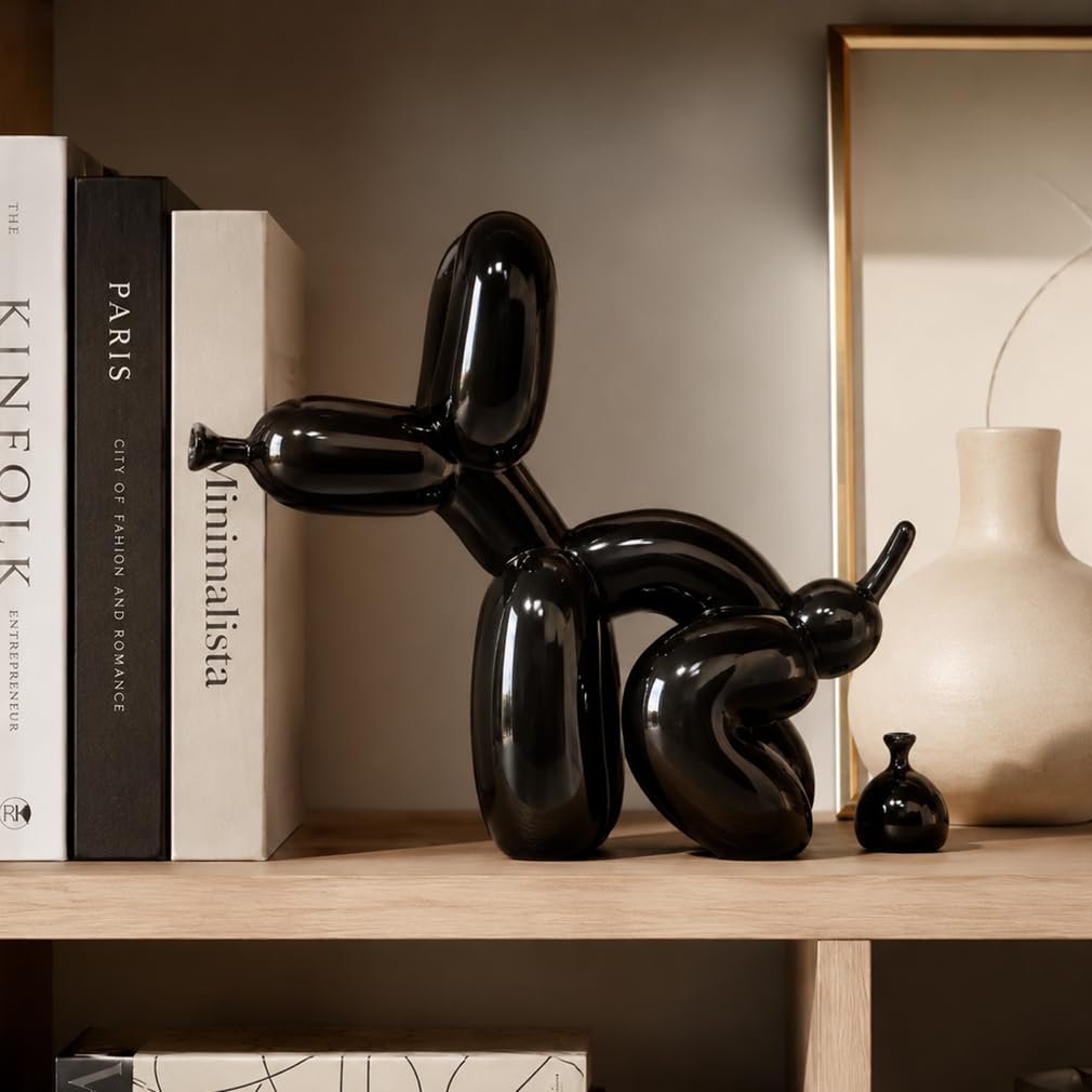 Estatua de Perro con Globo, Escultura de Perro con Globo de Resina, Escultura artística de Graffiti, artesanía de Resina, Adorno, decoración de Escritorio, Oficina y hogar,A6