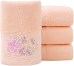 Pidada Ensemble de serviettes à main 2 Motif floral brodé 100% Torchon décoratif doux et absorbant en coton pour salle de bain (Cerry Blossom Rose)