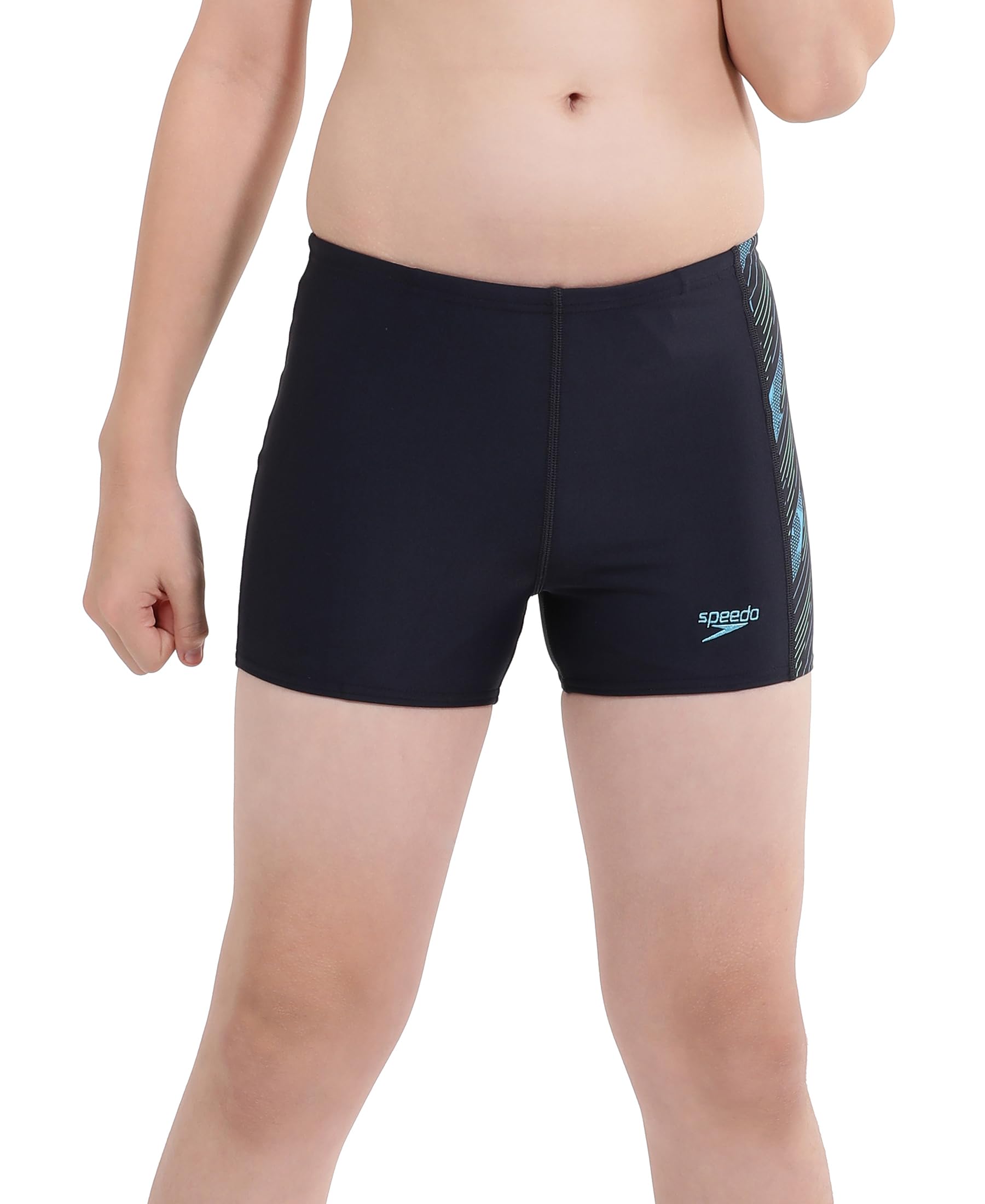 Speedo Boy's Endurance Sports Logo Panel Aquashort - Black & Fluo Green-image-45