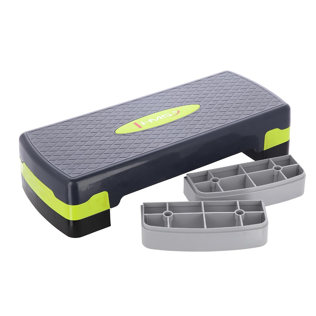 HMS Stepper Crossfit Fitness pour l'aérobic, Les Exercices à Domicile, Le Cardio Training, Stepper réglable (avec Trois Niveaux de réglage en Hauteur), Couleur Vert-Gris, AS002, Longueur 67 cm