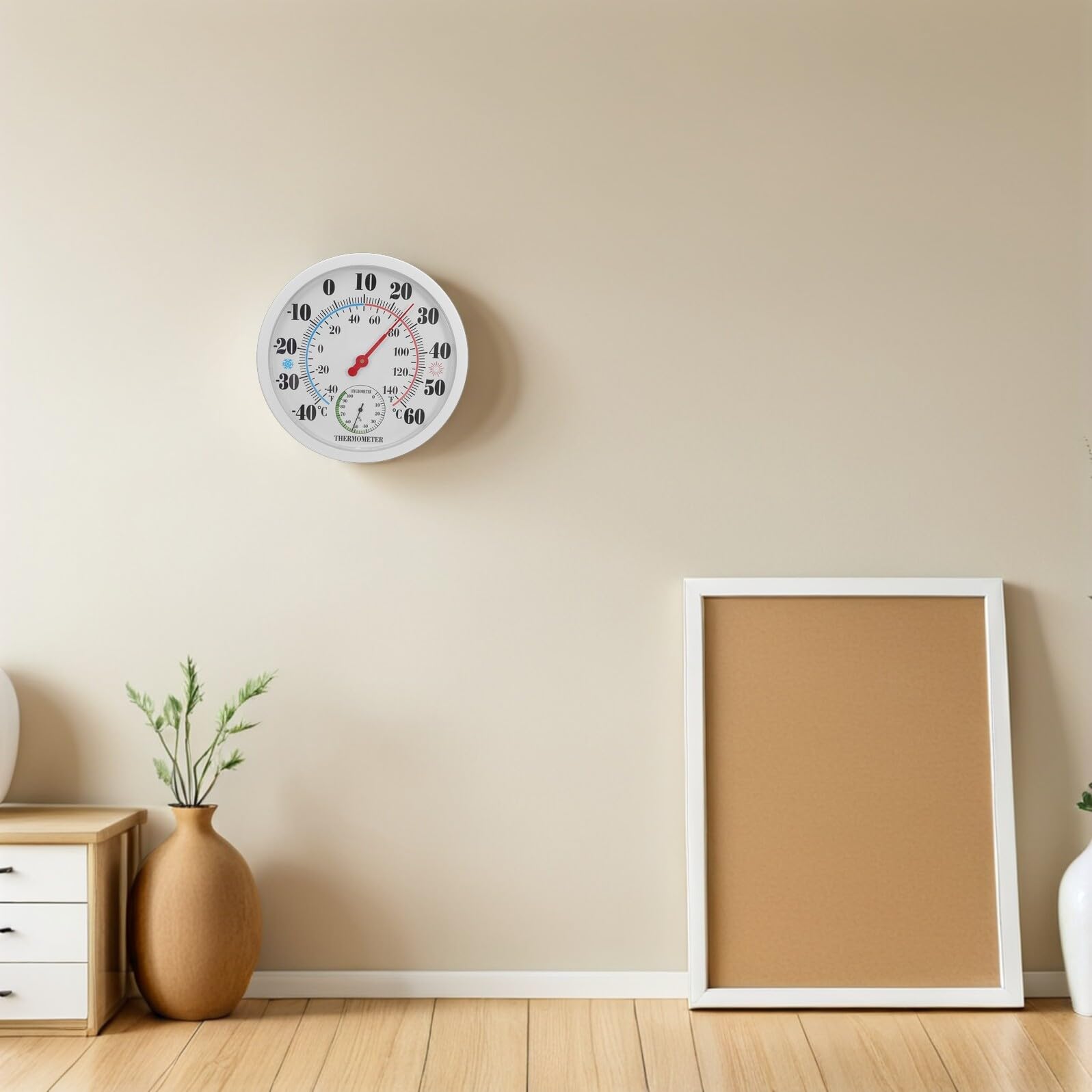 Termometro Igrometro da Muro Interno Bianco Abs Compatto | Monitoraggio Accurato, Visibilità Chiara, per Casa e Camera da Letto, Design Moderno