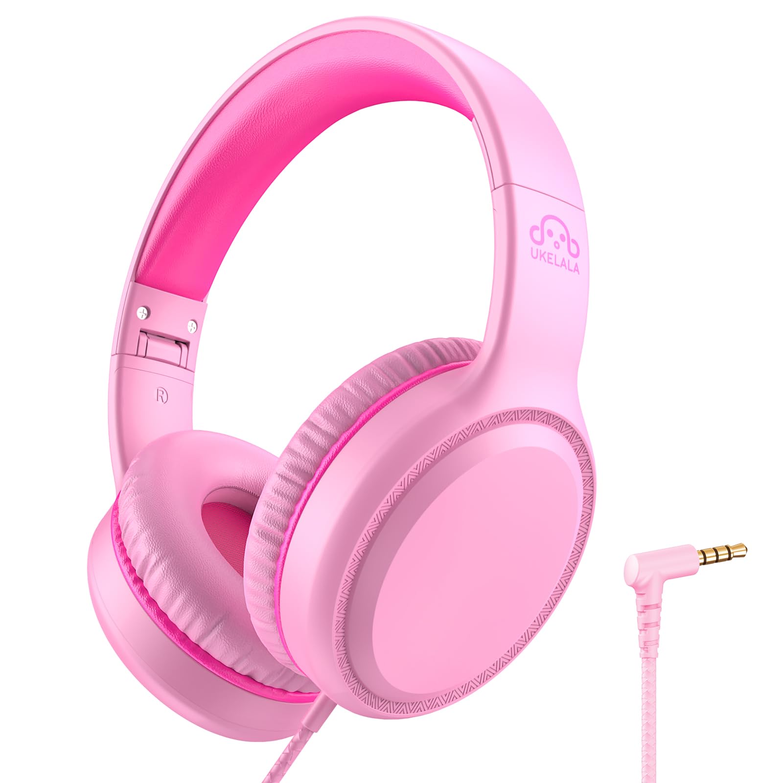 U2 Wired Headphones for Kids Girls for School | Lightweight Portable On Ear Youth Headphones for Airplane Travel | Compatible with Pad Computer Laptop Tablet for Adults Student Children Pink