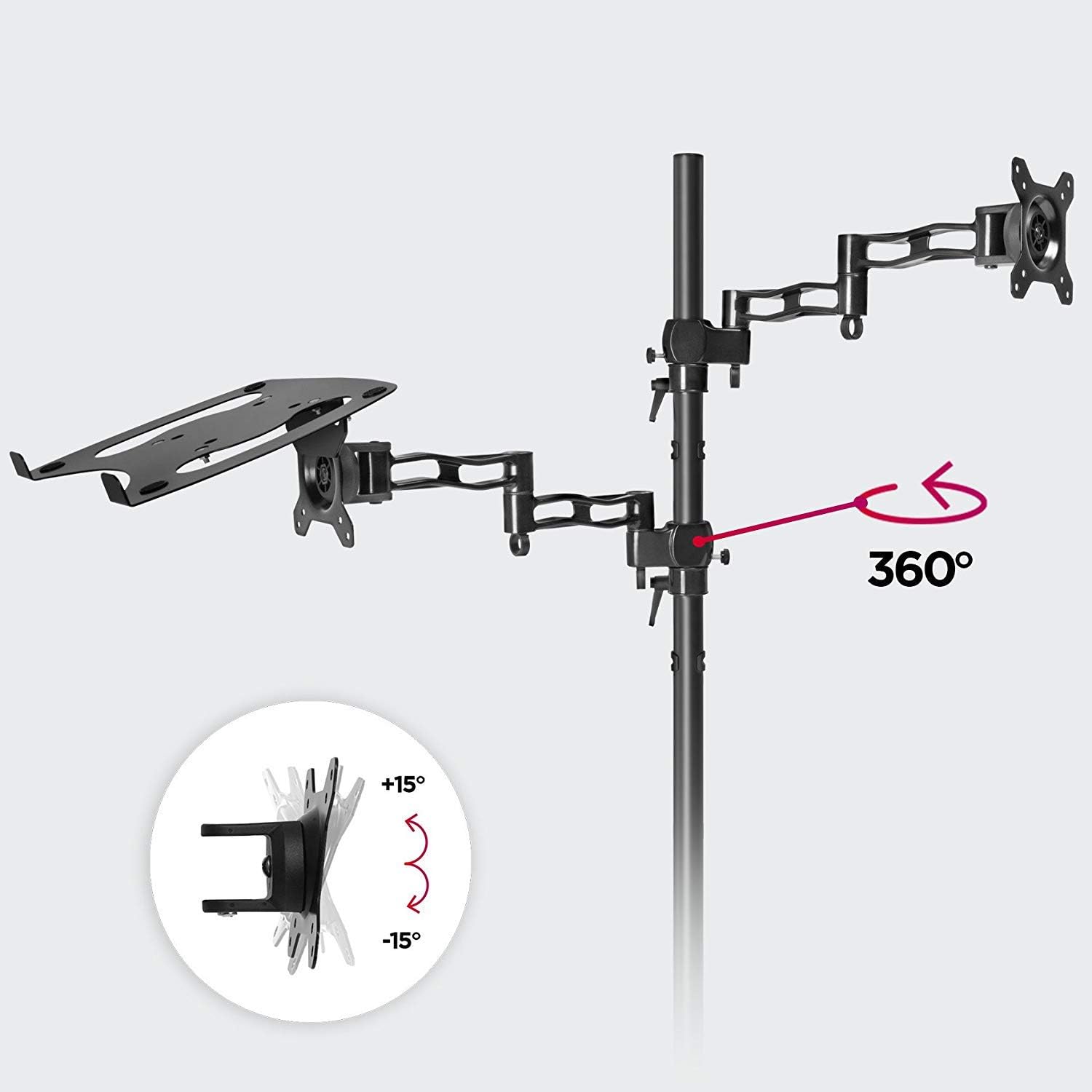 Best Seller Duronic Desk Mount DM35L1X1 | Single Monitor Stand for 13-27 inch LCD/LED PC/TV Screen and Laptop | Dual Arms | Adjustable Support | VESA 75/100 Bracket | Tilt: -15°/+15° | Swivel: 180° | Rotate: 360°
