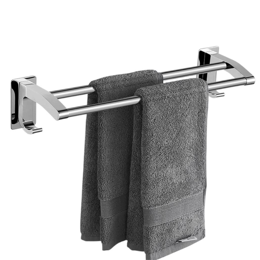 Towel Rail 304 Stainless Steel Towel Rack Wall Mounted Bathroom Shelf Organizer Rail With 2 Hooks Bathroom Accessories(40cm)
