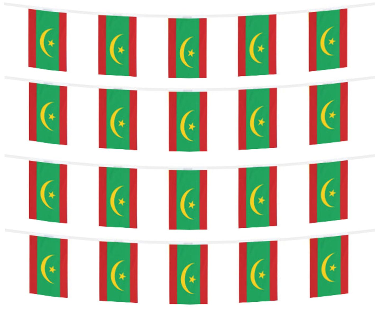 FFILL 20 Feet 20 FlagsMauritania Banner Flag String, Mauritania Mini Flag Small Banner, for Party, Shops and Bars Decorations, Outdoor Decorations.30 Countries to Choose from (Mauritania)