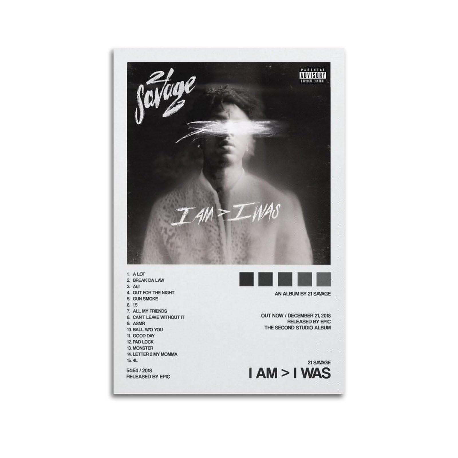 21 Savage Without Warning Album Canvas Poster - 12x18 Inch Music Wall Art