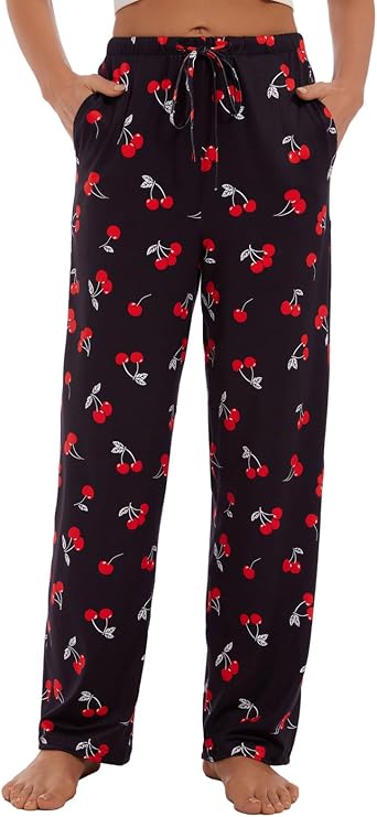 Devirld Womens Lounge Pants, Straight-Leg Loose Pajama Pants for Women Flowy Wide Leg Palazzo Trousers with Pockets