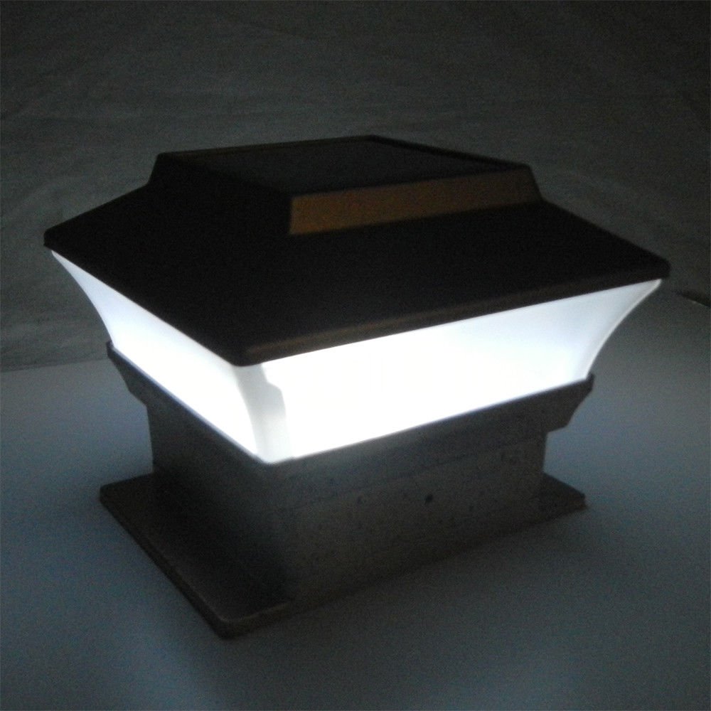 10-Pc Outdoor Solar Copper Fence Cap Bright White LED Light