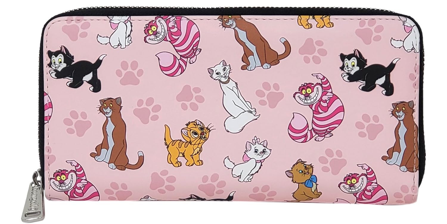 Cartera Disney Cats con cremallera alrededor de piel sintética, Varios colores, Cartera de mano con cremallera alrededor 2