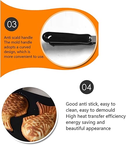 Miniatura 4 de Taiyaki - Molde para pasteles en forma de pescado para hacer tartas de gofre para hacer panqueques de Taiyaki doble sartén para hacer panqueques