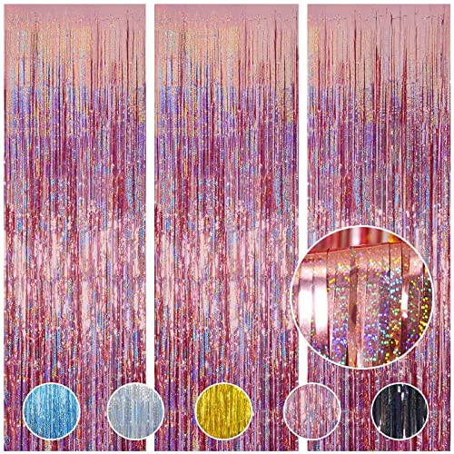 6 Pièces 1x2 M Rideau Métallique De Franges, Décoration En Feuille De Paillettes, Pour Anniversaire, Remise De Diplôme, Mariage, Fiançailles, Halloween, Décorations De Noël (Bleu Clair