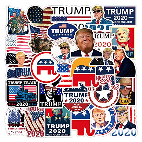 50 Pcs Trump Stickers, Waterproof Vinyl Stickers Decal for Laptop Water Bottle Phone Bike Car Luggage Guitar Skateboard, Funny Cartoon Comic Style Trump 2020 Stickers