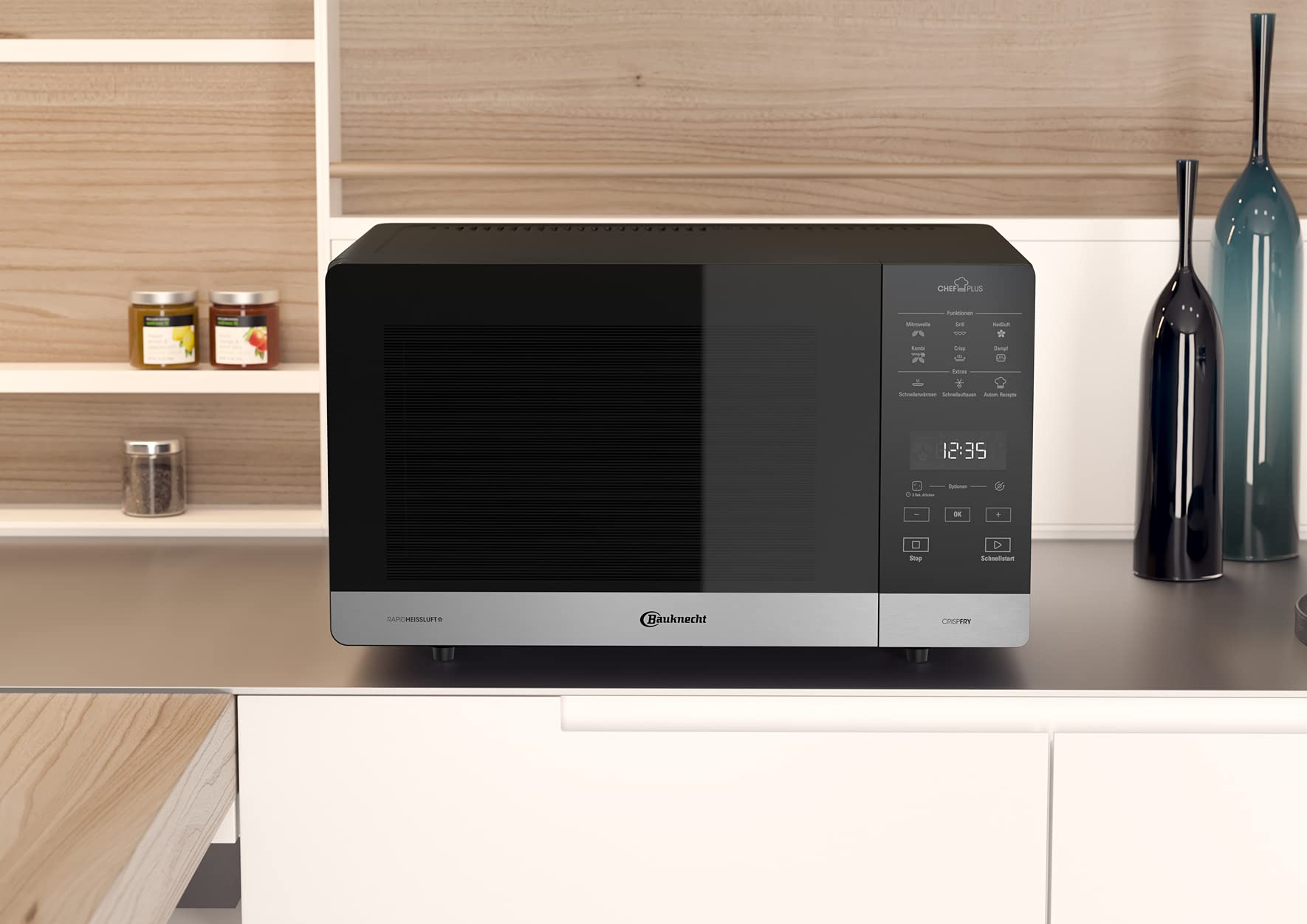 Bauknecht MW 59 MB Mikowellen- Backofen / freistehend / 25 l Garraum / 3D-System/ Automatikprogramme / Mikrowelle 800 Watt / Quarz - Grill 900 Watt / Schnellstart-Funktion,Schwarz
