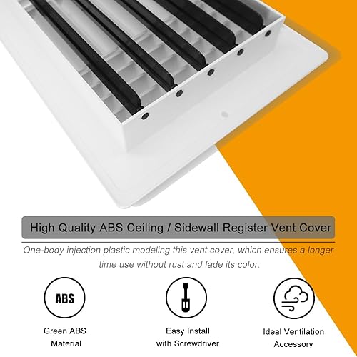 Miniatura 6 de FanGoFast - Paquete de 2 cubiertas de ventilación de aire, rejilla de techo, rejilla de ventilación de pared lateral de plástico de 3 vías, con