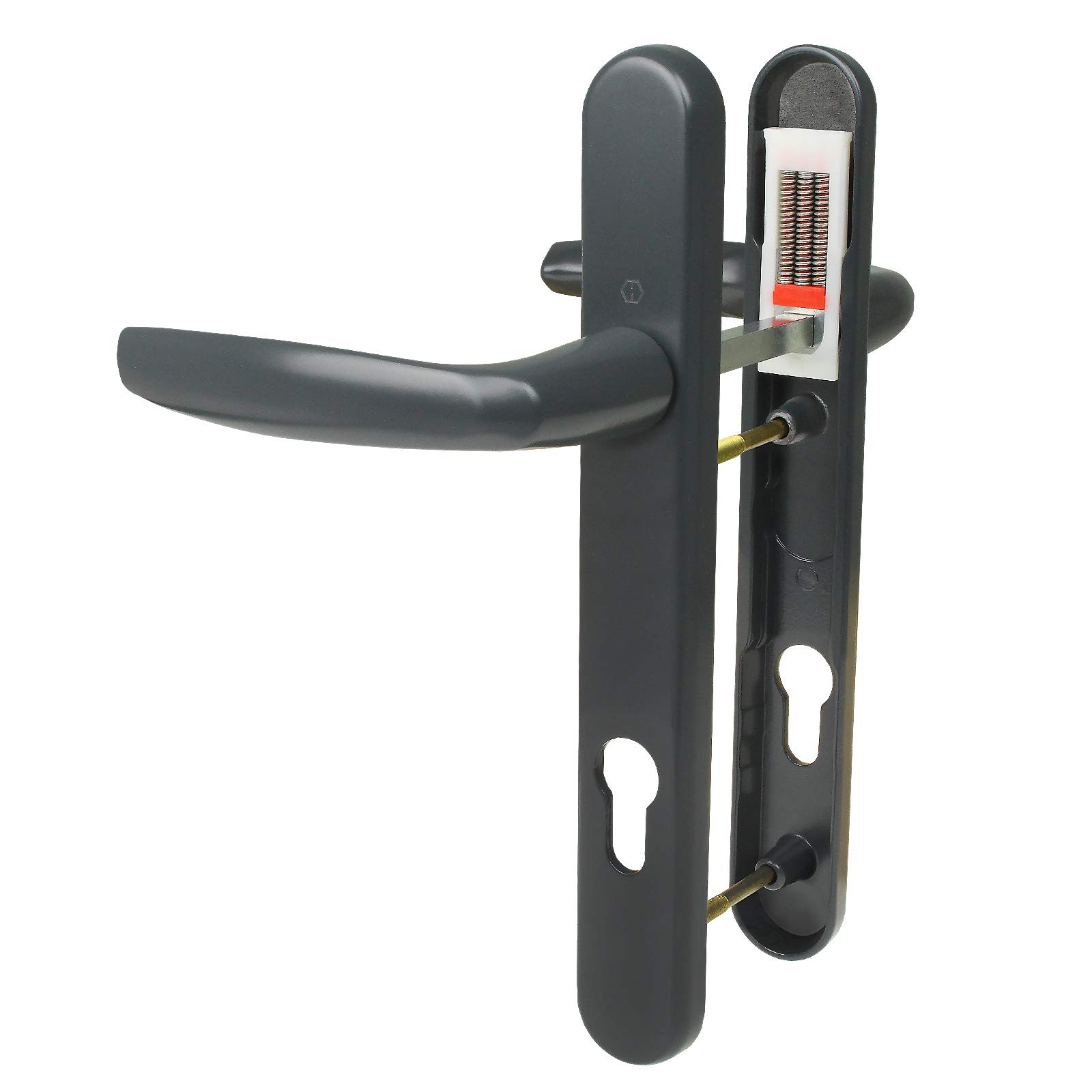 HOPPE Anthracite Grey Atlanta' Pair Handle 92PZ or 92mm Sprung Lever UPVC Door Set, PVC PVCu Centre to Centre fixings 122mm