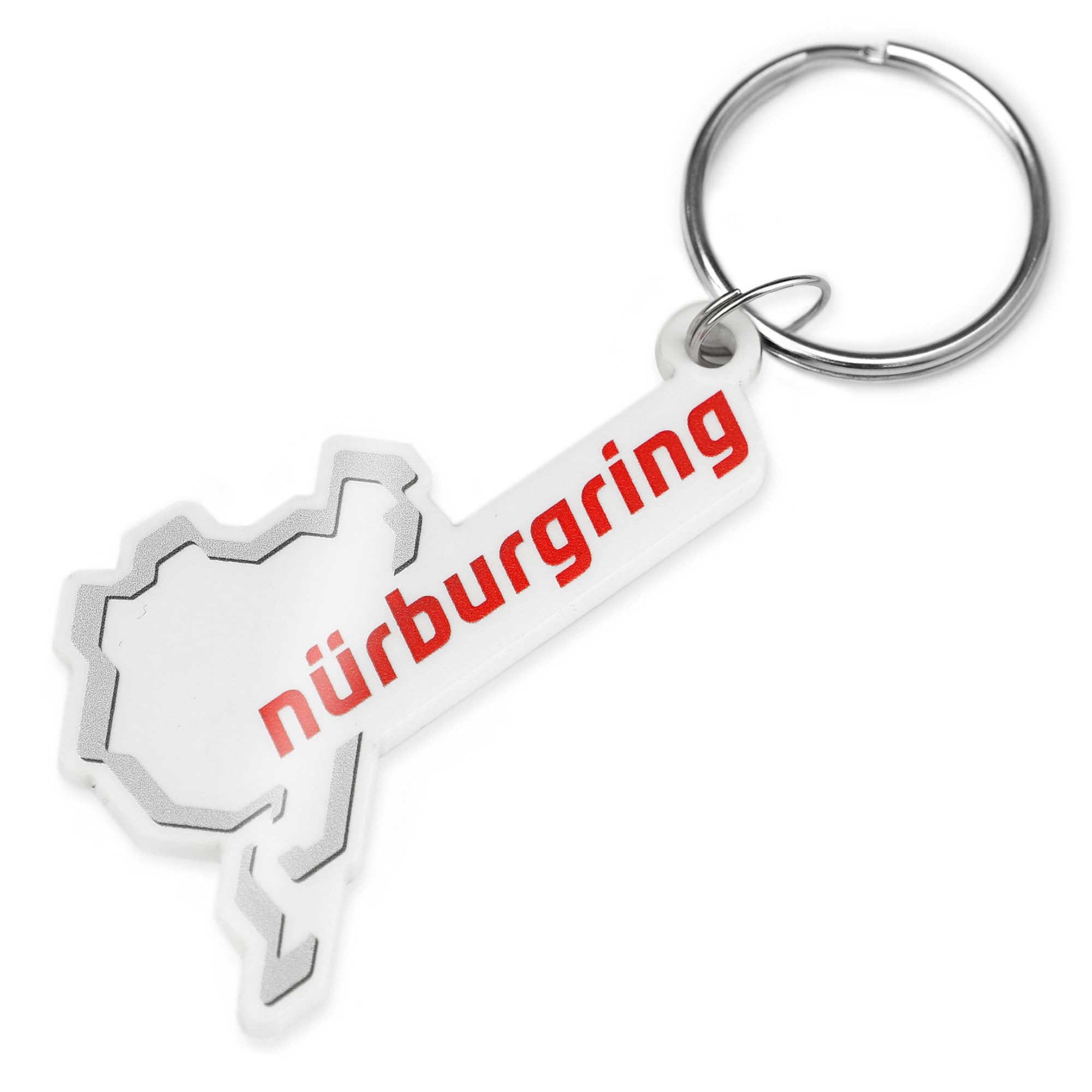 A1 Graphics Ltd Unisex White Nürburgring Track Keyring – Acrylic Custom Shape Keychain, Motorsport Gift (White)