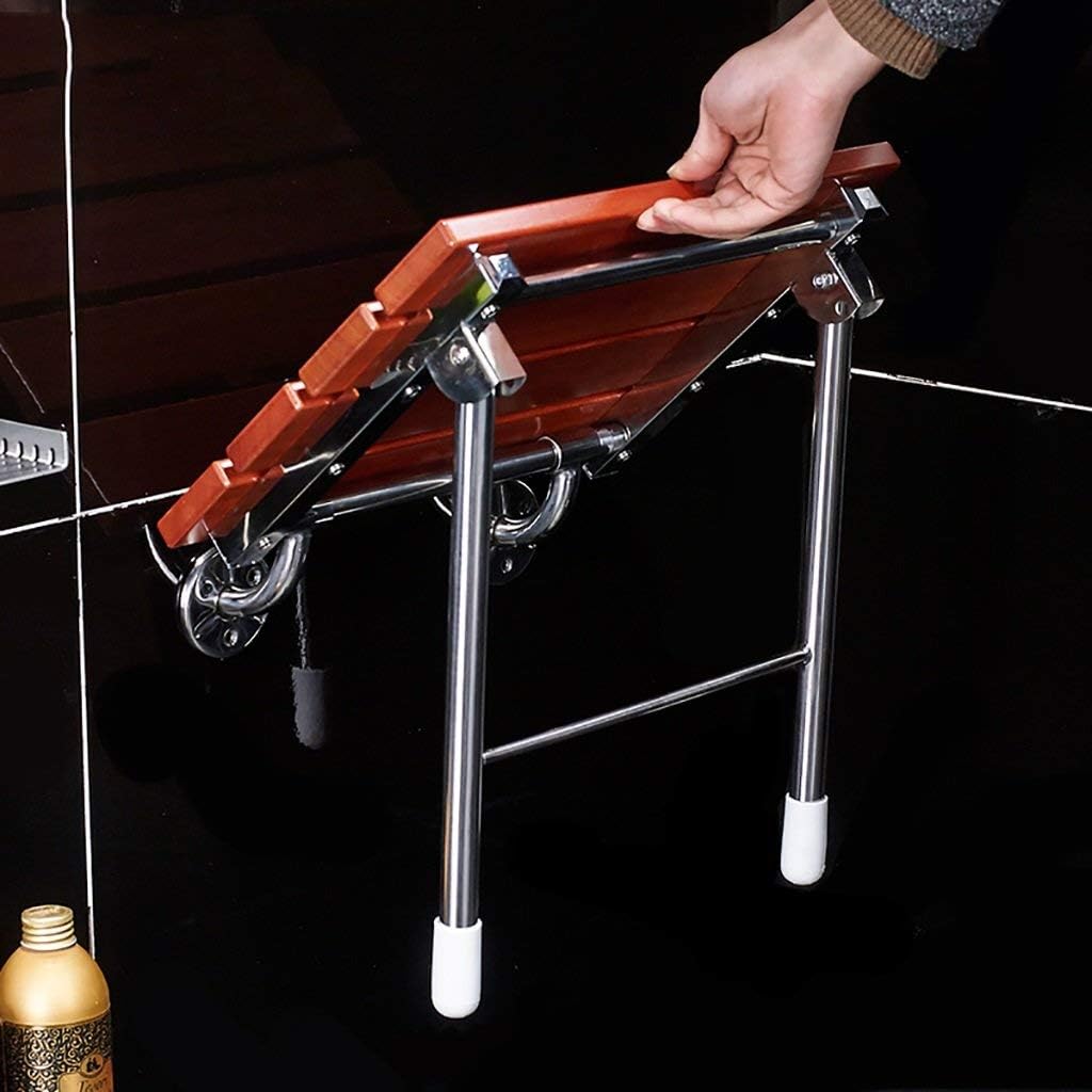 Bath Stools,Bathroom Shower Stool Folding Shower Wall Bench Disabled Seat Dressing Stool Bathroom Handrail Wall-Mounted Bath Stool Solid Stool
