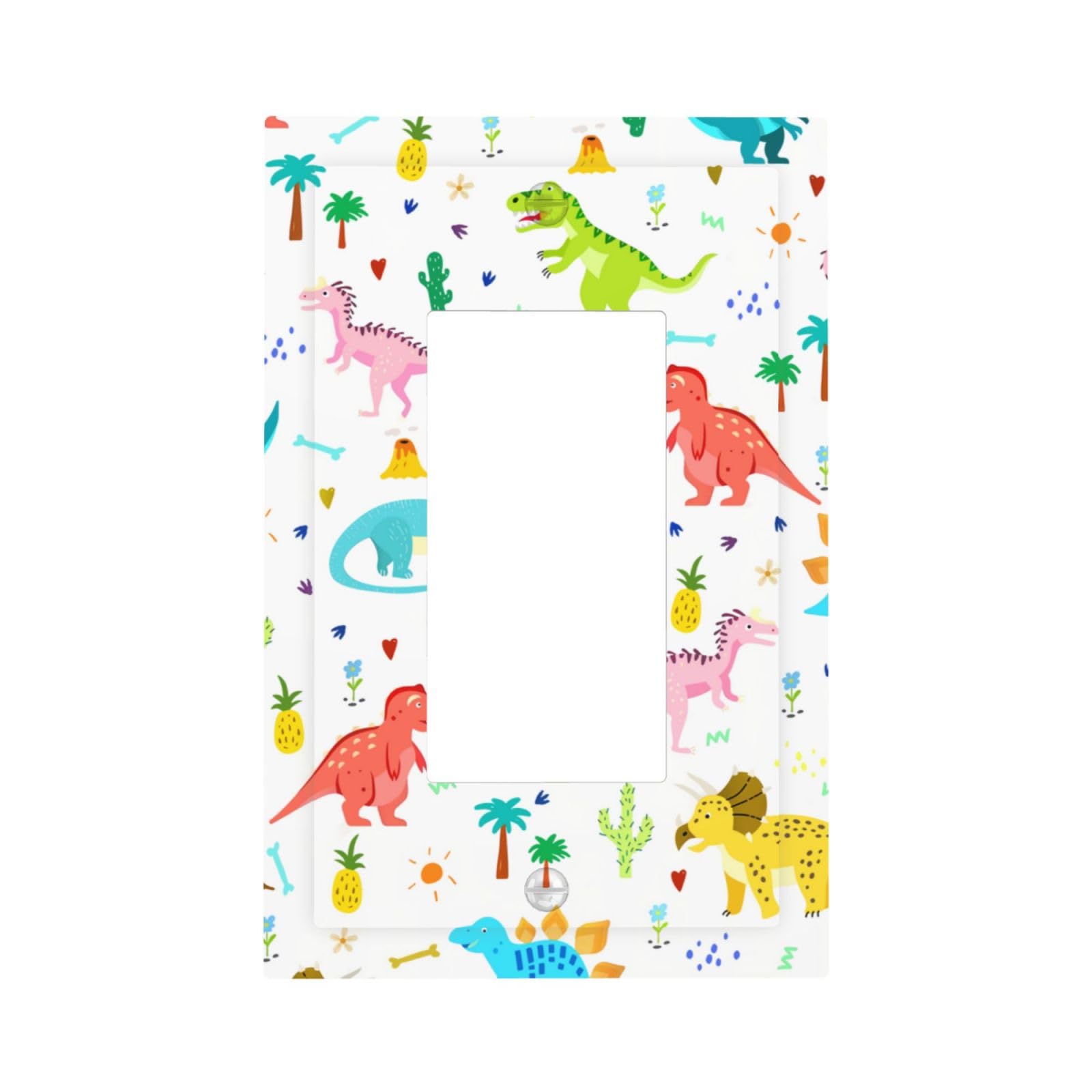 Lhdlnn Colorful Dinosaur 1 Gang Single Rocker Light Switch Cover Wall Plate Mid Size Electrical Decorative Faceplate Switchplate for Bathroom Bedroom Kitchen