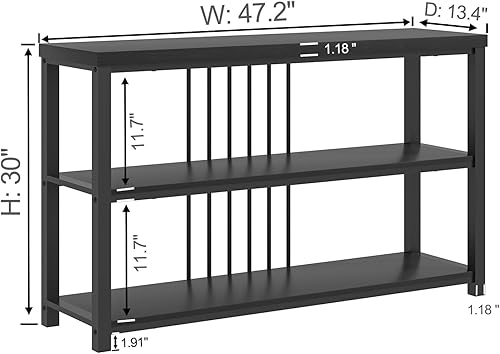 Miniatura 2 de FOLUBAN Mesa de entrada, moderna mesa consola de sofá con estante de almacenamiento de 3 niveles para sala de estar, pasillo, vestíbulo, roble negro