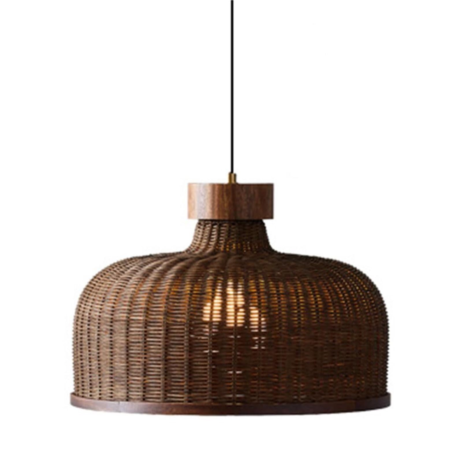KHUKHU Vintage Ceiling Pendant Lamp Rattan Plaited Articles Craft Chandelier Woven Lantern Hanging Light Fixture Southeast Asian Style E27 Creative Pendant Light Lampshade for Bedroom,Study,Bar