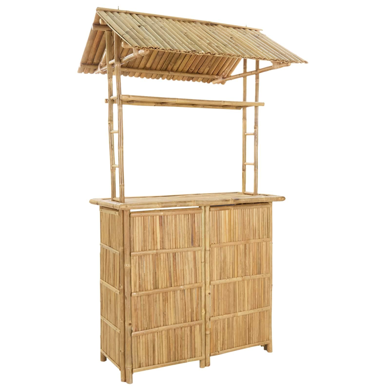 vidaXL Outdoor Bartisch Natur 115 x 95 x 214 cm Bambus, Stylischer Bar-Tisch, robust für Sommerpartys, Gartenfest, umweltfreundliches Design, minimalistisch und chic