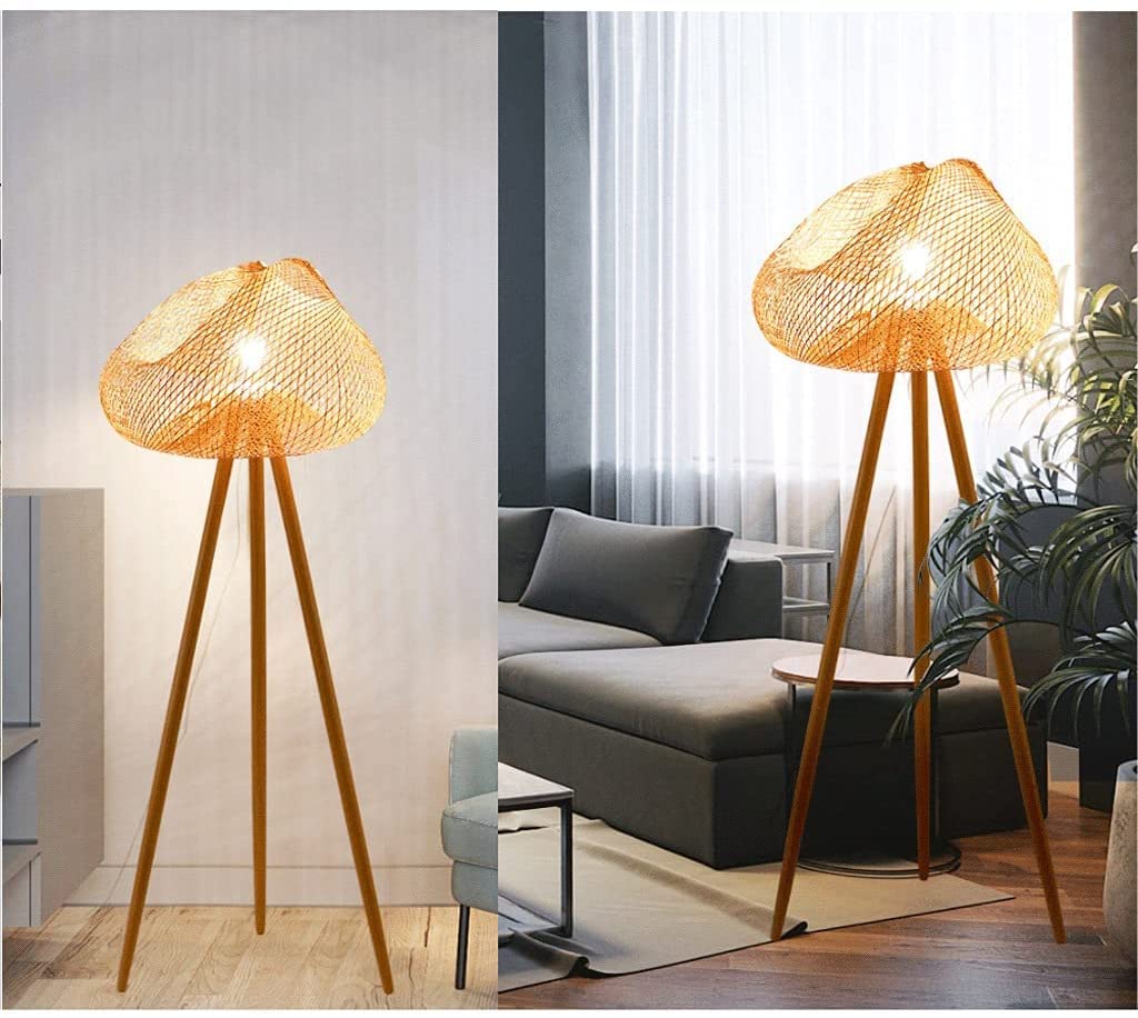 Lampa Podłogowa Lampa podłogowa statywu Nowoczesna lampa stojąca z bambusowym lampy drewna wysoki narożna podłoga światło do salonu sypialni Do Sypialni