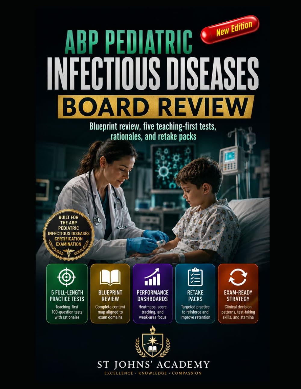 ABP PEDIATRIC INFECTIOUS DISEASES BOARD REVIEW: Blueprint review, five teaching-first tests, rationales, and retake packs