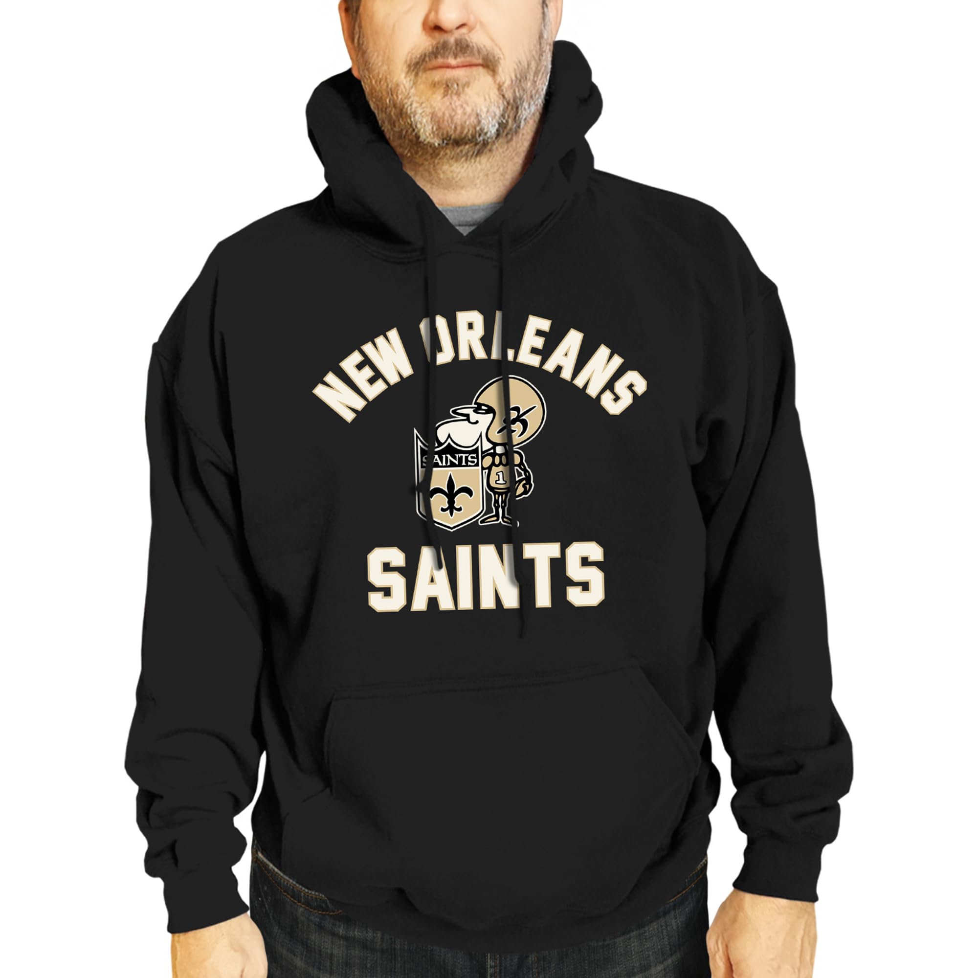 Team Fan Apparel Unisex Black Nfl Adult Retro Gameday Ultra Soft Fleece Hooded Sweatshirt, Officially Licensed Football Hoodie, Large