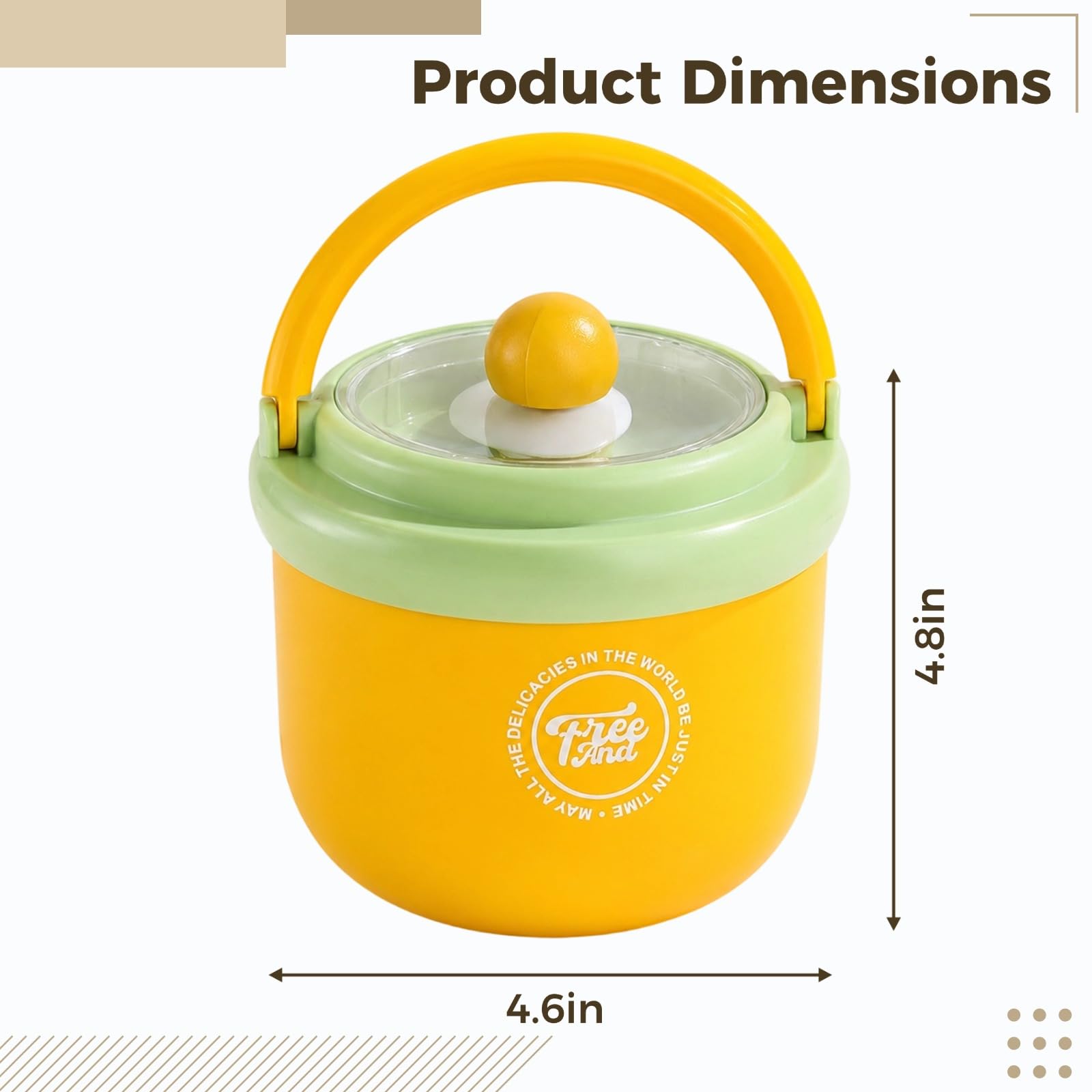 16,9 oz / 500 mL Lunch-Essensbehälter mit Griff, 304-Edelstahlbehälter, Thermoflasche, farbiger isolierter Suppenbecher mit Blumen-Deckel für Büro, Frühstück, Milch und Reise