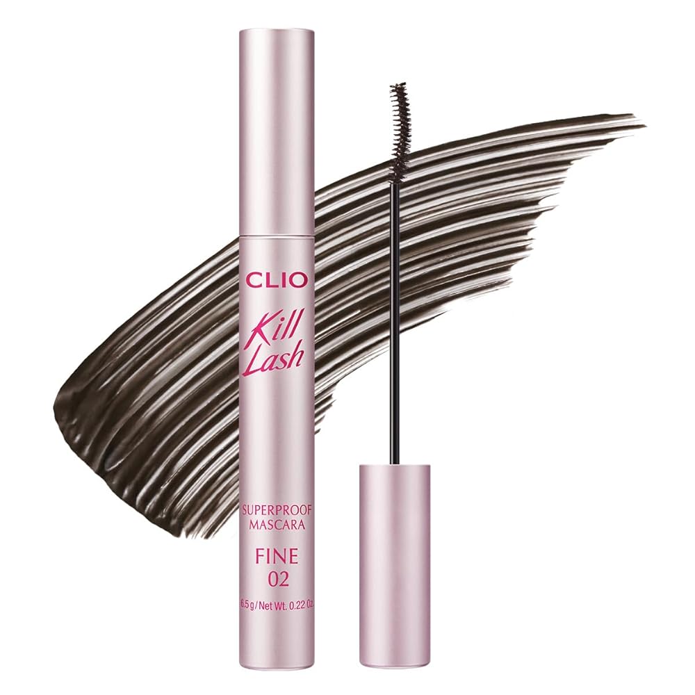 CLIO Kill Lash Superproof Mascara Fine, Waterproof Fixing Mascara, Natural Defining Look, Long-Lasting & Lengthening, Clump & Smudge-Free, for Sensitive Eyes, Korean Makeup Beauty (02 Mousse Brown)