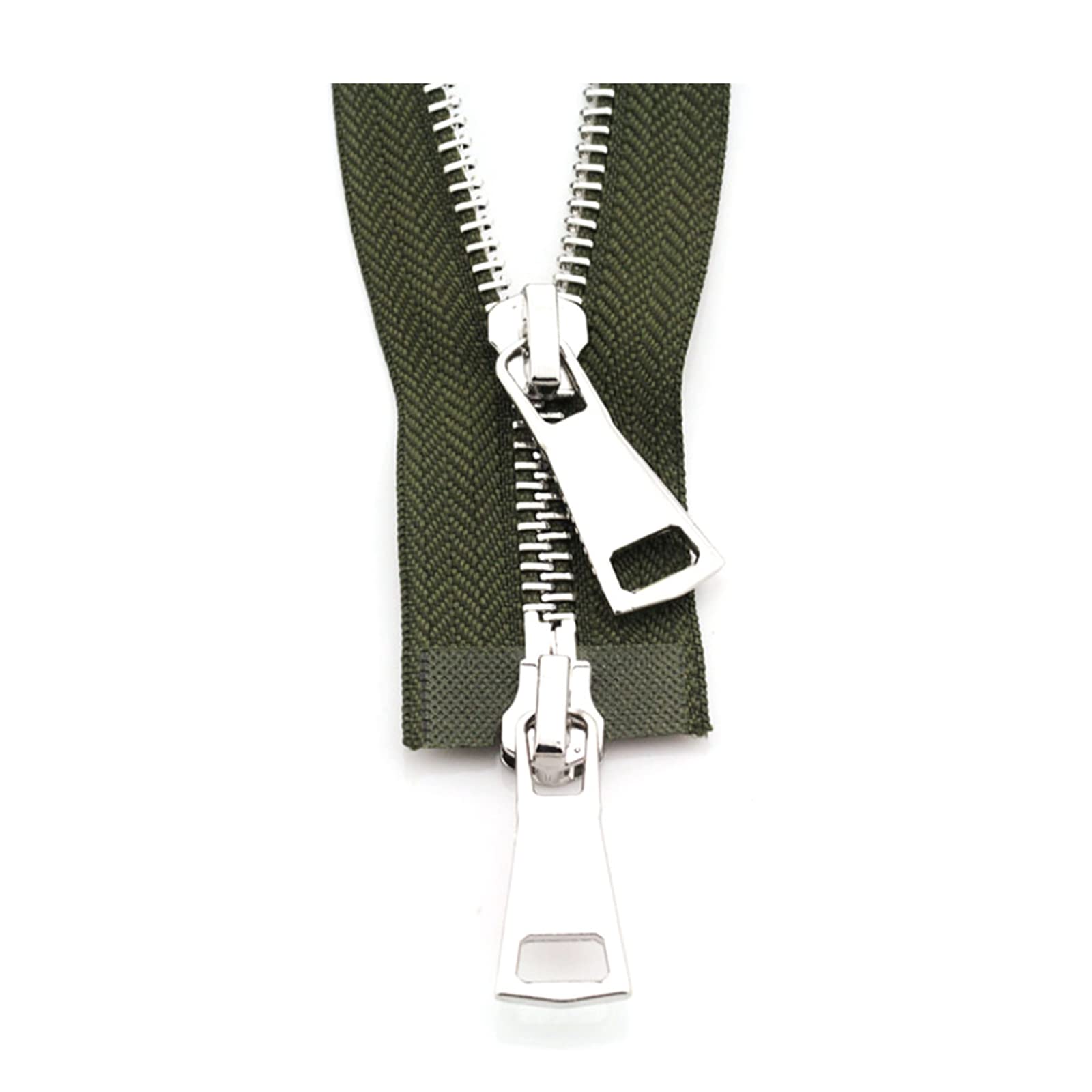 5# Metal Zipper Double Slider Two-Way 70-90cm Multicolor for Sewing Accessories(Army Green,70cm)