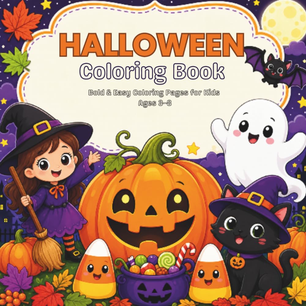Happy Halloween: Bold & Easy Coloring Pages for Kids Ages 3–8