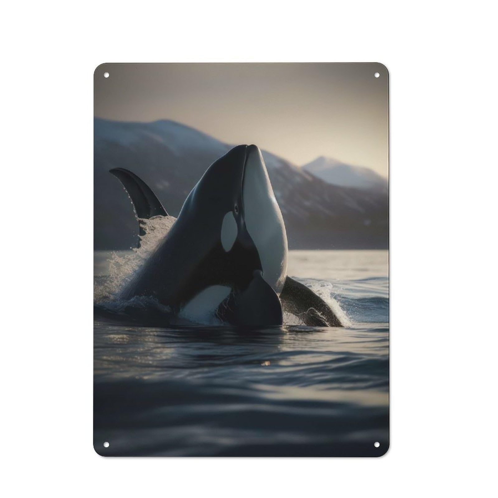 Junmoney Regal Orca Garage Metal Sign With Design 40X30cm, Weathered Look Garage Wall Decor For Garage, Workshop, Shed Or Utility Room