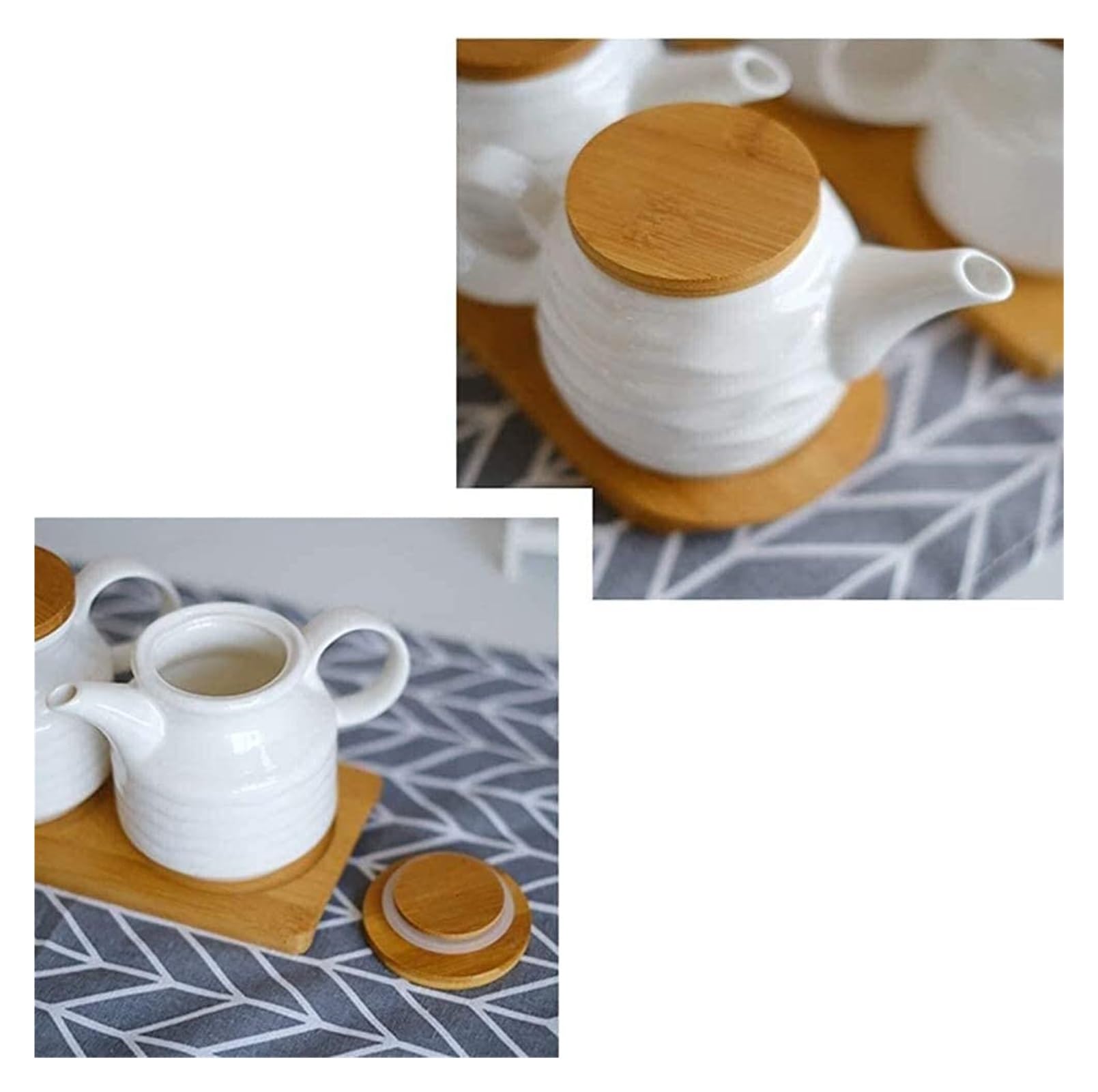 Dispenser per olio e aceto, bottiglia in ceramica per condimenti, contenitore per liquidi per salsa di soia e aceto, 7,5 x 9 x 18 cm, accessorio da cucina