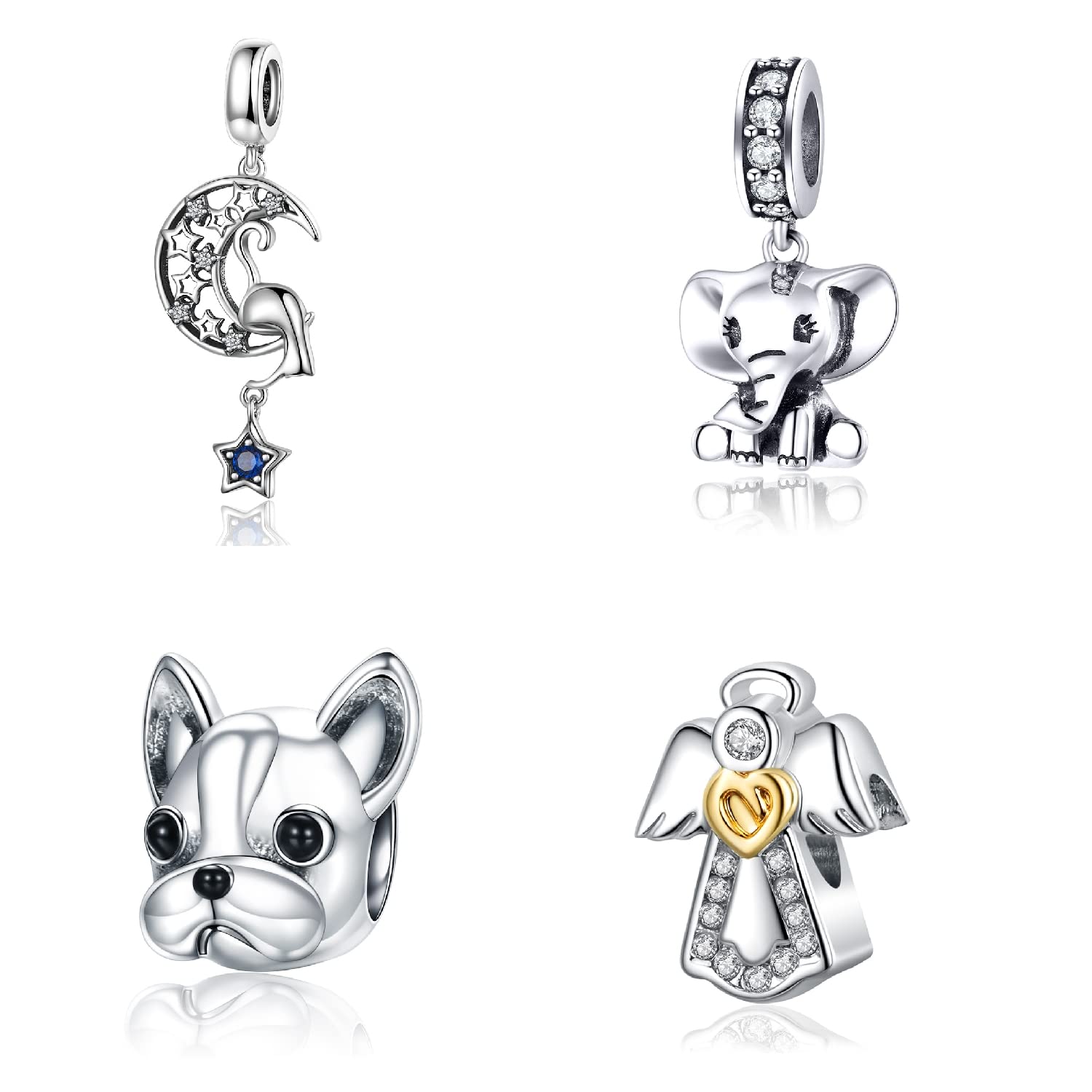 4pcs/5pcs Charms for Bracelets Animal | Eternity Love Heart | Airplane Planet Sunflower Coffee Cup Charms Set Dainty Charm Jewelry for Women Girls