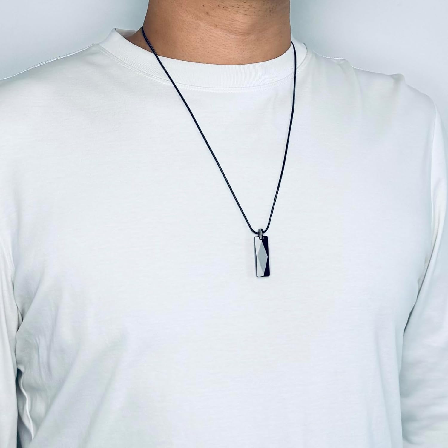 Tungsten Steel Bar Pendant Necklace for Men Tungsten Simple Geometric Pendant Necklace 24 Inch Snake Chain - Image 3