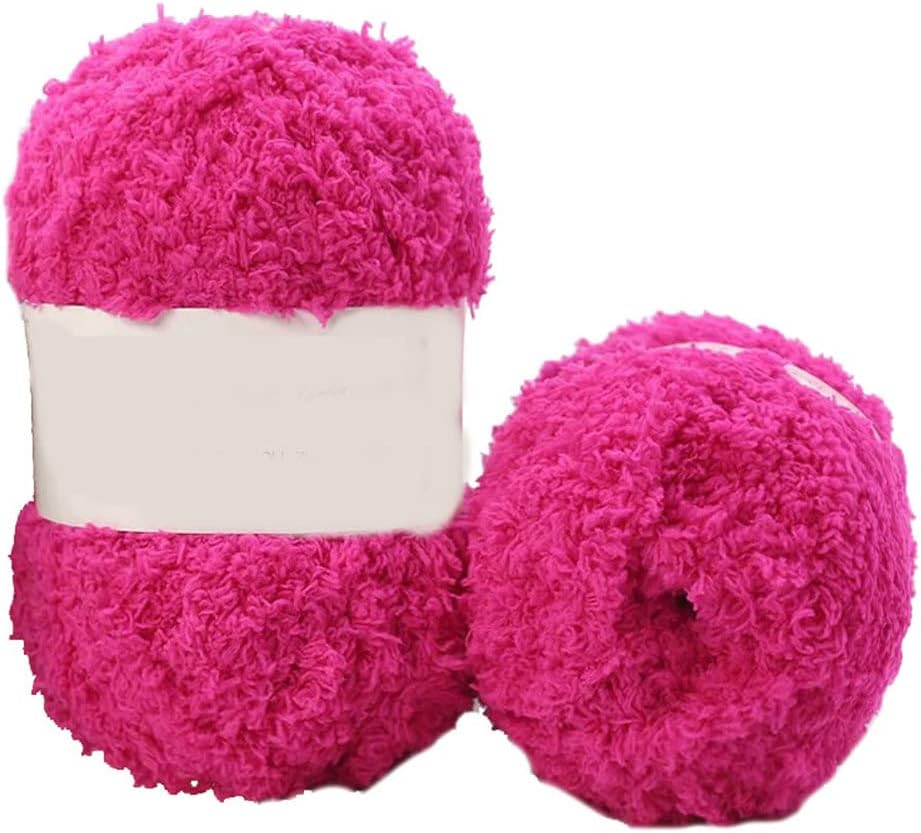 Yarn,Knitting Yarn， Coral Fleece Knitting Yarn Crochet Soft Plush Thread for Home Handmade Blanket Scarf Cushion Toy(Rose Red)